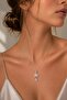 316L Steel Chain Silver Color Star Model Pink Drop Stone Model Necklace - 2