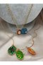 Women's Gold Color 3 Layered Chain Necklace Snake Chain Colorful Enamel Charm Bohemian Neck Necklace - 2