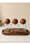 4-Piece Coffee Corner Jar Set Acacia-Lidded Glass Jar Gold Measuring Spoon Stand Sugar Bowl Coffee Container