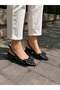 Women's Mina Black Satin Polka Dot Bow Detailed Open Back 4 cm Heeled Shoes - 2