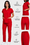 Women's V-Neck Bat Sleeve Khaki, Red, Mold Green, Petrol Blue, Petrol Green Linda Fabric Scrubs Set - 6