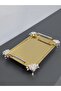 Figured, Metal-Handled, Stainless Steel Rectangular Tray Luxury Presentation Tray Light Gold-Silver