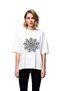 Women's Oversize T-Shirt Geometric Leaf Motif Line Art Print Relaxed Fit Casual Wear Modern