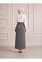 Women's Smoked High Waist Button Detailed Pocketed Scuba Crepe Lycra Pencil Skirt (Promotional Price) - 6