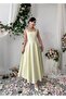 Women's Sari Midi Dress Square Neck Strap Patterned A-Line Midi Evening Dress - 4