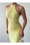 Women's Sari Lace Dress Halter Neck Sleeveless Backless Bodycon Event Dress - 3