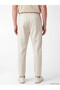 Özmarka New Season Beige Loose Fit Linen Look Men's Trousers - 4