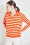 Women's 2 Pack Striped Polo Neck Long Sleeve V-Neck Knitwear Sweater Set Orange-Pink Winter/Autumn - 4