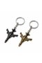 Set of 2 Metal Keychains with Fighter Plane Figures, Black and Bronze, Gift - 3