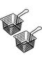 Two-piece frying basket set, stainless steel, black