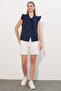 Women's Collared Sleeveless Shirt 40038 - Navy Blue - 2