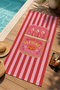 Retro Red Striped Sardine Box Patterned 70X150 Beach Towel - Digital Printed Bath Towel - 5