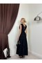 Women's Black Maxi V-Neck Lace Detailed Layered Sleeveless Summer Dress - 4