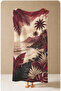 Retro Burgundy Tropical Palm Sunset Seaside Patterned 70X150 Beach Towel - Cotton Bath Towel - 4