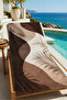 Modern Coffee Cream Palm Leaf Abstract Patterned 70X150 Beach Towel - Digital Printed Bath Towel - 2