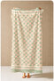 Pastel Yellow Blue Checkered Summer Modern Patterned 70X150 Beach Towel - Cotton Bath Towel - 5
