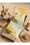 Vintage Yellow Lighthouse Coast Patterned 70X150 Beach Towel - Digital Printed Fade-Resistant Bath Towel - 4
