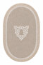 Mink Embroidered Non-Slip Leather Based Oval Bath Mat with Tassels and Fringes, Washable Bathroom Set Efila - 2