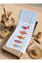 Colorful Fishes Mint Striped Patterned 70X150 Beach Towel - Digital Printed Fade-Resistant Bath Towel - 4
