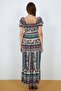Ethnic Pattern Fabric Madonna Collar Dress - 5