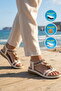 White Genuine Leather Rubber Band Soft Comfortable Sole Embroidered Women's Sandals B474 Z - 3