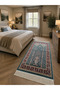 Petrol Blue / Red Bamboo Silk Prayer Rug - Prayer Mat - for One Prayer in the Mosque! S499A - 3