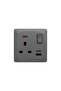 فيش مع مفتاح ولمبة 13 أمبير USB+Type-C رمادي - الرائد بلس PLUS