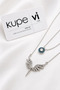 Double Phoenix and Evil Eye Figured Zircon Stone Stainless Steel Women's Necklace - 3