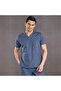Petrol blue classic doctor nurse medical scrubs set terikoton fabric - 3