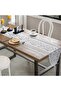 Table runner, 33 x 183 cm; white embroidered table runner with lace tassels, suitable for table decoration.