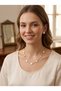 3 PCS Jewellery Set Necklace , Stud Earrings and Bracelets with imitate gold chain. - 5