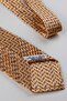 Yellow Small Pattern Italian Silk Pleated Tie Est213 - 6