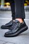 Zrk-X309 Premium Alexandre Black Zipper and Lace-Up Casual Men's Sneakers - 4