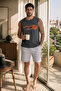 Men's Regular Cut 100% Cotton Crew Neck Sleeveless Elastic Pocket Pajama Set Anti-Sweat - 4