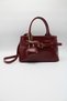 Women's Burgundy Belt Detailed Lined Crossbody Bag with Charm Accessories for Hand, Arm and Shoulder Use - 3