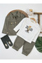 Teddy Bear Printed, Buttoned Front, Socks, Badge, Pocket Detail, Gabardine Lycra 4-Piece Baby Boy/Child Set - 2
