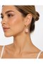 Pink Stone Gold Hoop Earrings with Dangling Square Stone Stylish Women's Earrings - 8