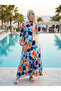 Women's Viscose Patterned Flounce Hijab Dress - 3