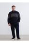 Esvab • Modern & Distinctive Stand Collar Striped Men's Knitwear Sweater - 2