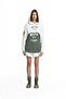 Ecru Green Layered Hooded Striped Piece Detailed Oversize Tunic Sweatshirt 19028 - 3