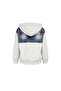 Ecru Blue Denim Textured Hooded Oversize Sweatshirt with Pocket Detail 19092 - 2