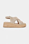Women's Beige Suede Genuine Leather 36-41 Size Flat Sole Daily Espadrilles - 5