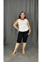 High Waist Pocket Detailed Cotton Fabric Capri, Suitable for Large Sizes