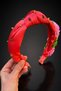 Bym2004 Pomegranate Flower Pink Hand Embroidered Women's Hair Crown Evening Dress Henna Engagement Accessory - 3