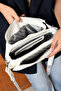 Lunay Women's Crossbody Shoulder Bag Multi-Compartment Wide Strap White - 3