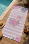 Pink and White Striped Tropical Flamingo Patterned 70X150 Beach Towel - Digital Printed Bath Towel - 3