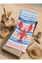 Blue White Orange Striped Red Lobster Patterned 70X150 Beach Towel - Digital Printed Fade-Resistant Bath Towel - 5