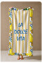 Yellow Striped La Dolce Vita Lemon Patterned 70X150 Beach Towel - Cotton Bath Towel - 4