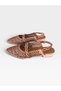 Women's Genuine Leather Laser Cut Pointed Toe Sandals Brown - 4