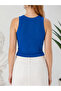Zargo Model Fitted/Fitted Wide Ribbed Halter Neck Ribbed Stretch Knitted Crop Blouse - 3